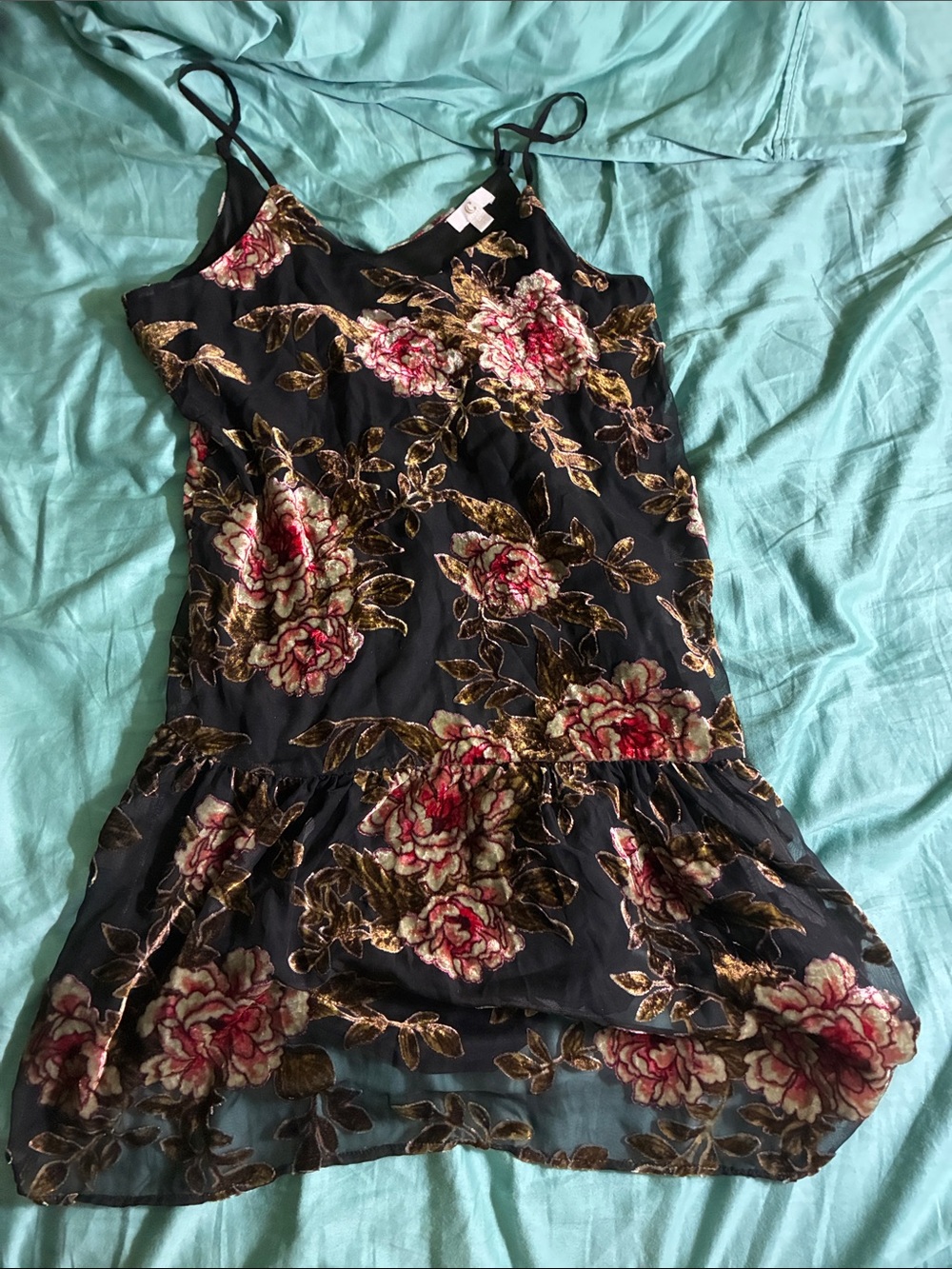 Black Velvet Rose Dress